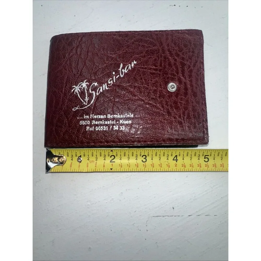 VTG 60s Sansi-bar Red Vinyl Wallet Snap Latch Pocket Coin Slots Germany 🇩🇪